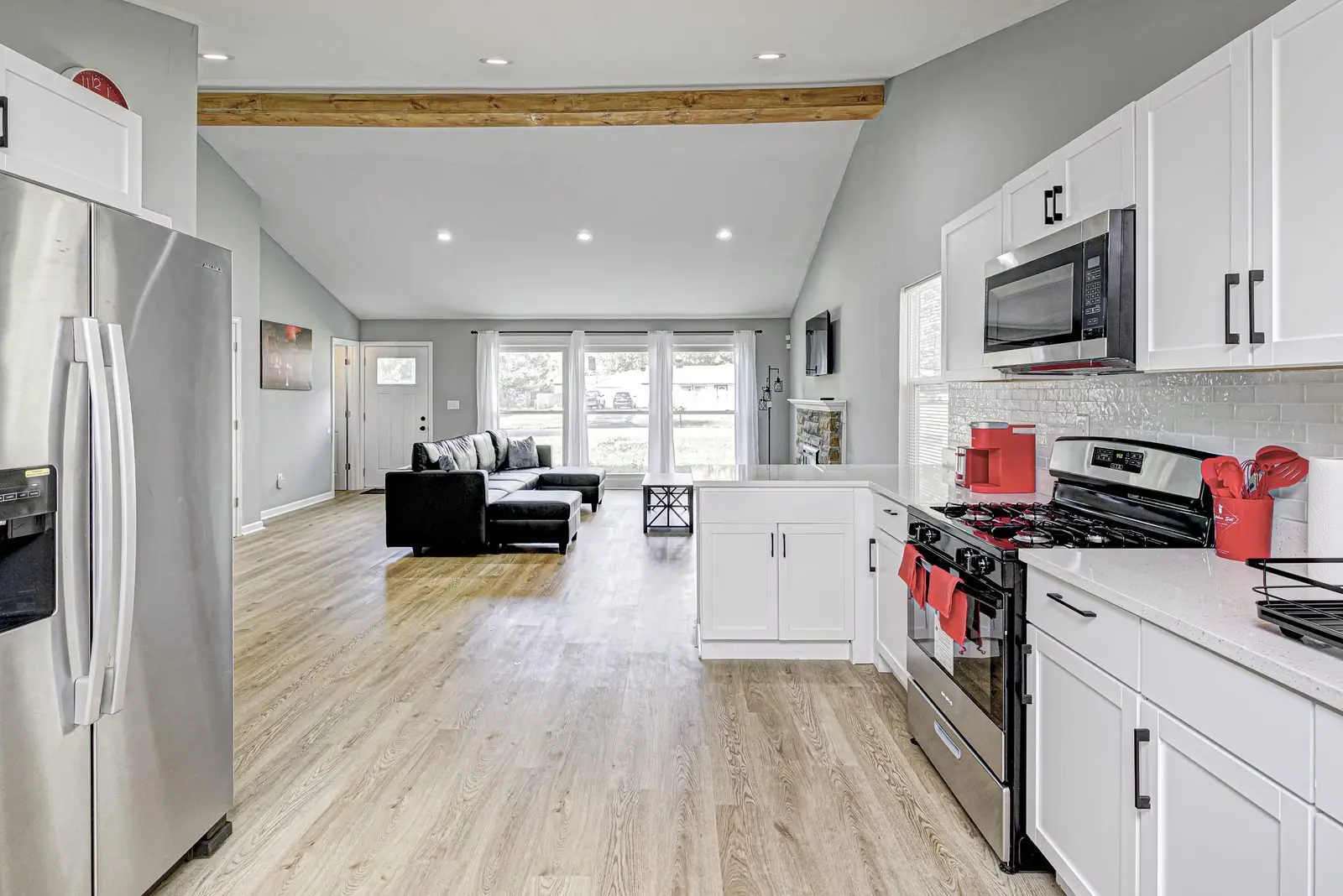 Furnished kitchen at Comfort Rooms Indianapolis